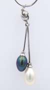 Vintage Sterling Silver Pearl Dangle Necklace