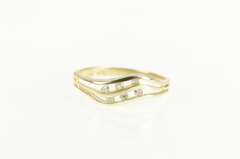 10K Yellow Gold Diamond Wavy Channel Statement Band Ring