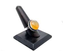 Oval Yellow Agate Tibetan Silver Ring
