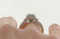 14K White Gold 0.83 Ctw Diamond Square Cluster Engagement Ring