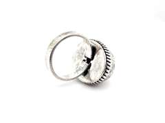 Oval White Agate Gemstone in Tibetan Silver Ring