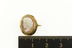 14K Yellow Gold Carved Ornate Shell Cameo Classic Lapel Pin/Brooch