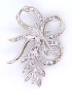 Shimmering White Gold old European and Single Cut Diamond Brooch