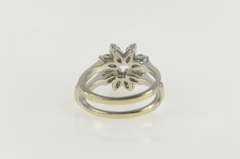 14K White Gold Round Floral Halo Wrap Wedding Band Guard Ring