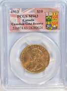 Special Choice BU 1913 $10 Canada Gold. PCGS MS63
