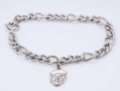 Vintage Sterling silver Figaro Link Bracelet with Charm