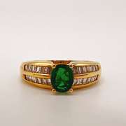 18kt Yellow Gold, Emerald, & Diamond Cocktail Ring