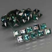 Vivid blue and green 5.13ct princess radiant cut Sapphire set