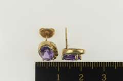 14K Yellow Gold Oval Amethyst Diamond Accent Stud Earrings