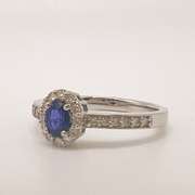 14kt Gold, Blue Sapphire, & Diamond Ring