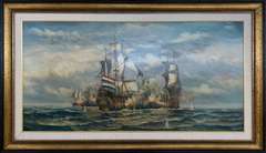 J.Harvey Original Oil on Canvas Dutch Sea Warfare