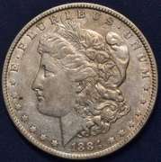 1884 Morgan Silver Dollar, AU.