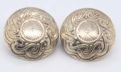 Vintage 925 Sterling Silver Signed Dome Earrings