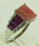 Sterling Silver Rose Quartz And Garnet Ring