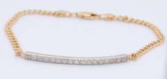 Handsome 2 Tone Gold Diamond Pave Bar Bracelet