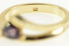 14K Yellow Gold Trillion Amethyst Diamond Accent Bypass Ring