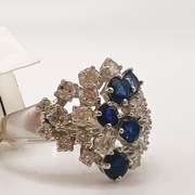 14kt Gold, Blue Sapphire, & Diamond Cocktail Ring