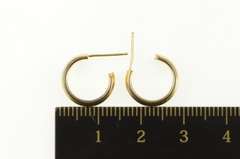 14K Yellow Gold Dot Trim Rounded Simple Huggies Hoop Earrings