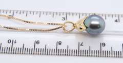 Stunning Yellow Gold Tahitian Pearl Dolphin Pendant on Chain