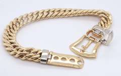 Incredible Two Tone Diamond Buckle Curb Link Bracelet