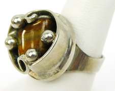 Vintage Cromica Denmark Brutalist Agate Ring, Size 8