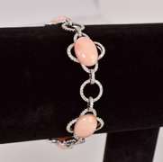 Precious Pink Coral and Diamond Bracelet in 18K White Gold