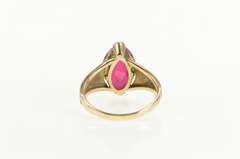 10K Yellow Gold Art Deco Etched Vine Syn, Marquise Ruby Ring