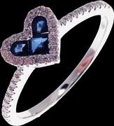 Romantic Ice Blue Sapphire Heart Ring with Diamond Crusted 18k White Gold
