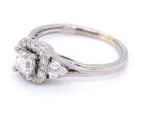 Dazzling White Gold Princess Cut Center Diamond Halo Ring