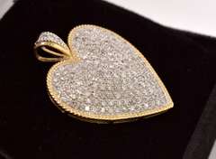 Precious Pave Diamond Heart Pendant in 14K Two Tone Gold