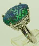 Sterling Silver Large oval Blue Apatite Ring