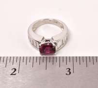 Marvelous Approx. 1.90CTS Magenta Sapphire and Diamond Ring in Platinum