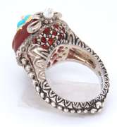 925Sterling Silver Bixby Pearl, Turquoise and Glass Ring