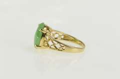 14K Yellow Gold Jadeite Retro Scalloped Lattice Statement Ring