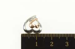 10K White Gold Two Tone Diamond Heart Love Symbol Pendant