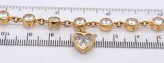 Vintage Sterling Silver Cubic Zirconia Bracelet w Heart Shaped Charm