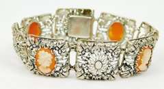 Beautiful Vintage German Sterling Shell Cameo Bracelet