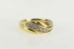 14K Yellow Gold 0.56 Ctw Diamond Wavy Men's Wedding Band Ring