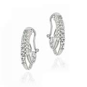 Sterling Silver Blue Topaz & Diamond Accent Two Row Half Hoop Earrings