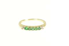 10K Yellow Gold Emerald Diamond Accent Wedding Band Ring