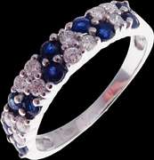 Cosmopolitan Diamond and Sapphire Cluster 18k White Gold Ring