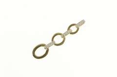 14K Yellow Gold Diamond Inset Bar Oval Link Drop Chain Pendant