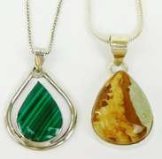 2 Fine Quality Sterling Necklaces - Malachite & Agate