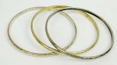 Set of 3 Sterling Silver Hammered Bangle Bracelets