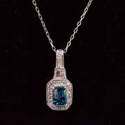 Stunning Blue Diamond Pendant in 14K White Gold