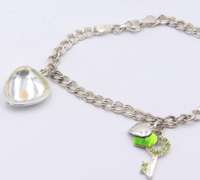 Vintage Italian Sterling Silver Bracelet with 3 Charms