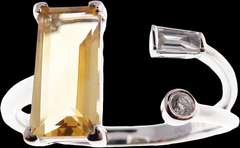 Radical Citrine and Diamond 18k White Gold Ring