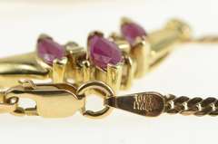 10K Yellow Gold Marquise Ruby Diamond Chevron Herringbone Necklace