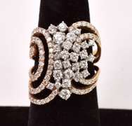 Contemporary Diamond Swirl Ring in 18K Yellow Gold