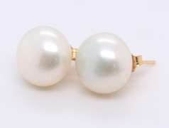 14kt Yellow Gold Button Pearl Stud earrings